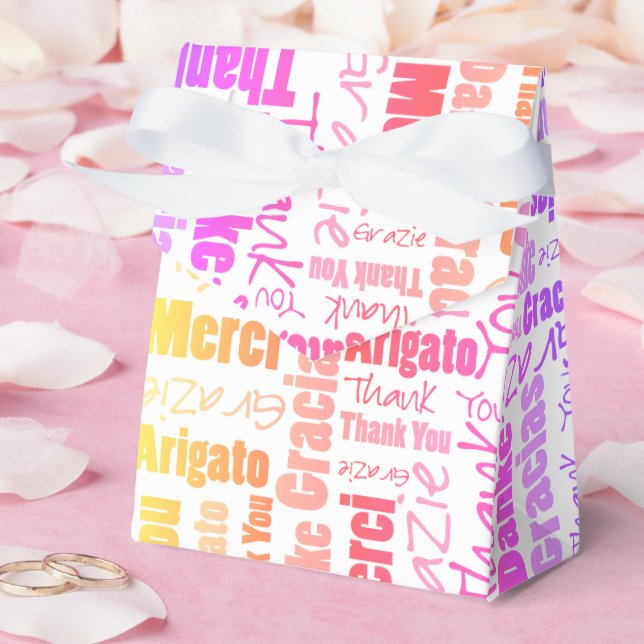 Thank You Multilingual Word Collage Rainbow Colour Favour Box (Wedding)