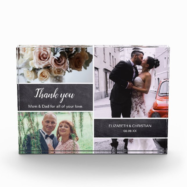Thank you Mum and Dad Wedding Photo Collage gift Block (Front)