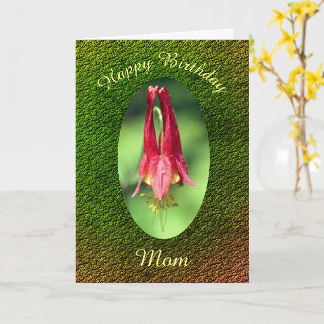 Thank You Mum Columbine Flower Birthday Card (Yellow Flower)