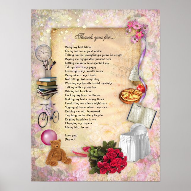 Thank you Mum (customisable) Poster (Front)