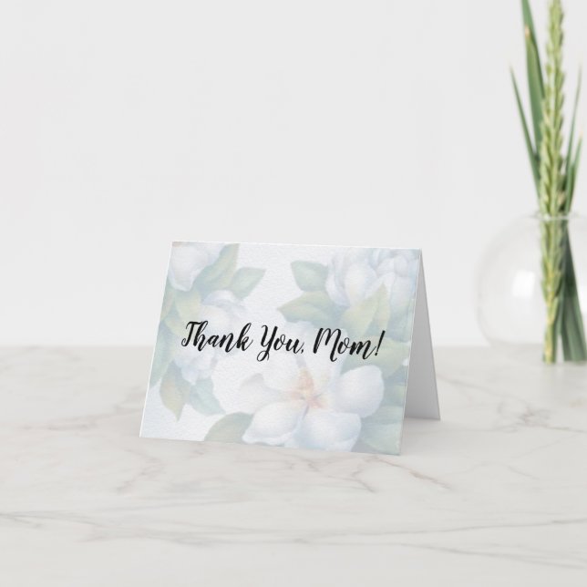 Thank You Mum Faded White Dogwood Blossoms Holiday Card (Front)