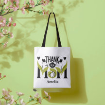 Thank You Mum Floral Personalised Tote Bag