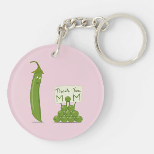 Thank You Mum Greeting with Peapod and Peas Key Ring
