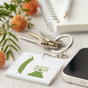 Thank You Mum Greeting with Peapod and Peas Key Ring
