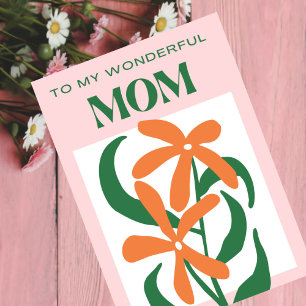 thank you mum orange minimal modern floral card