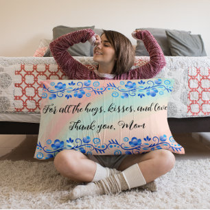 Thank You Mum Pastel Floral  Lumbar Cushion