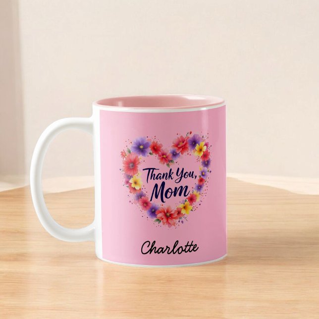 Thank You Mum | Personalised Floral Mother's Day Two-Tone Coffee Mug (Creator Uploaded)
