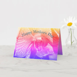Thank You Mum Rainbow Orchid Flower Mother's Day  Card
