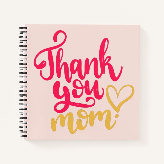Thank You Mum with Heart Pink Notebook (Front)