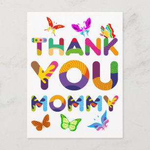 Thank You Mummy Colourful Postcard