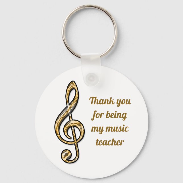 Thank You Music Teacher Clef Symbol Appreciation Key Ring (Front)