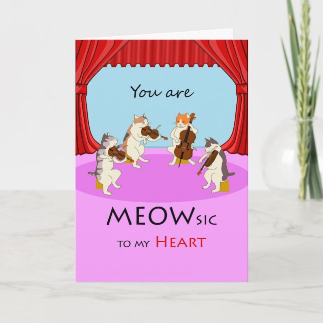 Thank You, Music Theme, Cat String Quartet Card (Front)