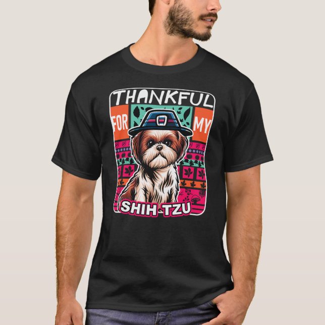 Thank You My Shih Tzu Dog Scarf Pilgrim Happy Than T-Shirt (Front)