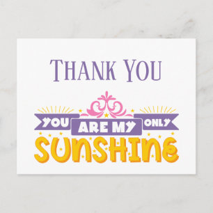 Thank You - My Sunshine Purple Yellow Wedding Postcard