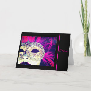 Thank You Mysterious Venetian Mask Card