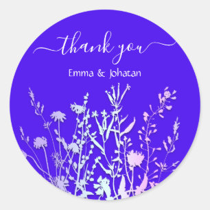 Thank You Name 16th Bridal Meadow Royal Blue Classic Round Sticker