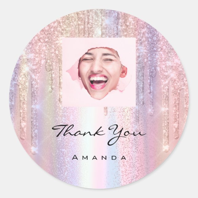 Thank You Name 16th Bridal Rose Custom Photo  Classic Round Sticker (Front)