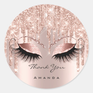 Thank You Name 16th Bridal Rose Glitter Eyes Classic Round Sticker