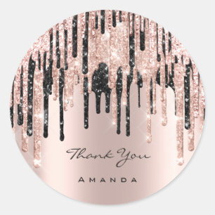 Thank You Name 16th Bridal Rose Glitter Spark Classic Round Sticker