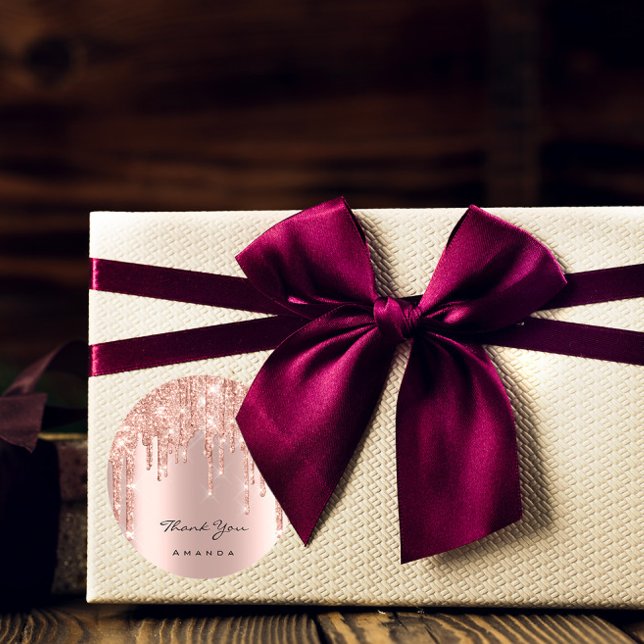 Thank You Name 16th Bridal Rose Glitter Spark Classic Round Sticker (Thank You Name 16th Bridal Rose Glitter Spark Classic Round Sticker)