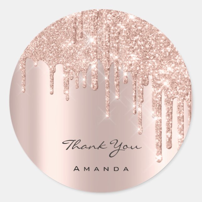 Thank You Name 16th Bridal Rose Glitter Spark VIP Classic Round Sticker (Front)