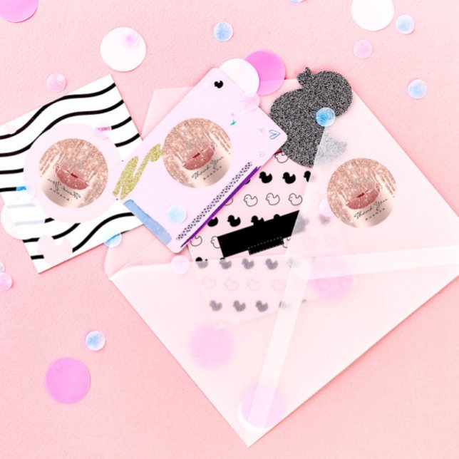 Thank You Name 16th Bridal Rose Glossy Lips Classic Round Sticker (Creator Uploaded)