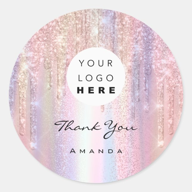 Thank You Name 16th Bridal Rose QrCode Holograph Classic Round Sticker (Front)