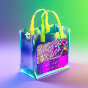 Thank You Name 16th Crystals Purple Pink Rainbow Square Sticker