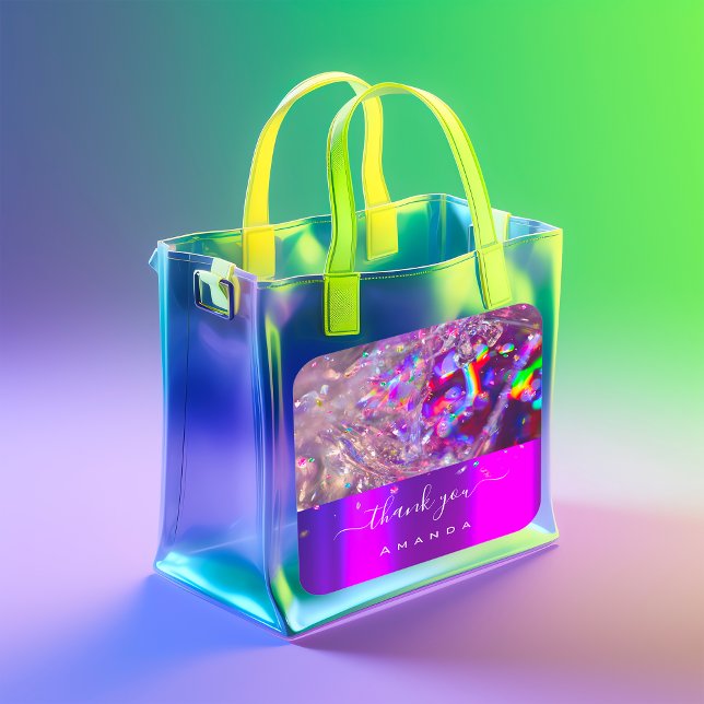 Thank You Name 16th Crystals Purple Pink Rainbow Square Sticker (Thank You Name 16th Crystals Purple Pink Rainbow Square Sticker)