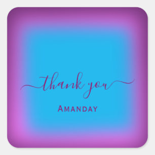 Thank You Name Blue. Violet Favour Small Business Square Sticker