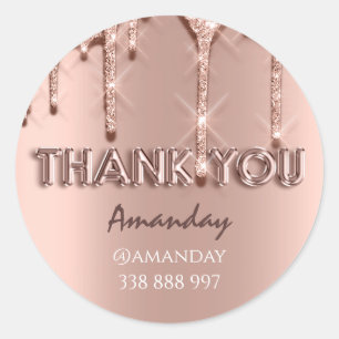 thank you Name Drips Rose Instagra rose Classic Round Sticker