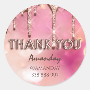 thank you Name Drips Rose Instagra web pink Classic Round Sticker