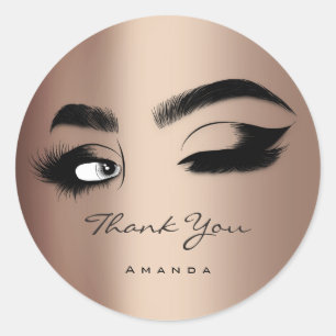 Thank You Name Eyelash Logo Rose  Classic Round Sticker