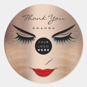 Thank You Name Eyelash Sweet 16th Rose Logo QrCode Classic Round Sticker