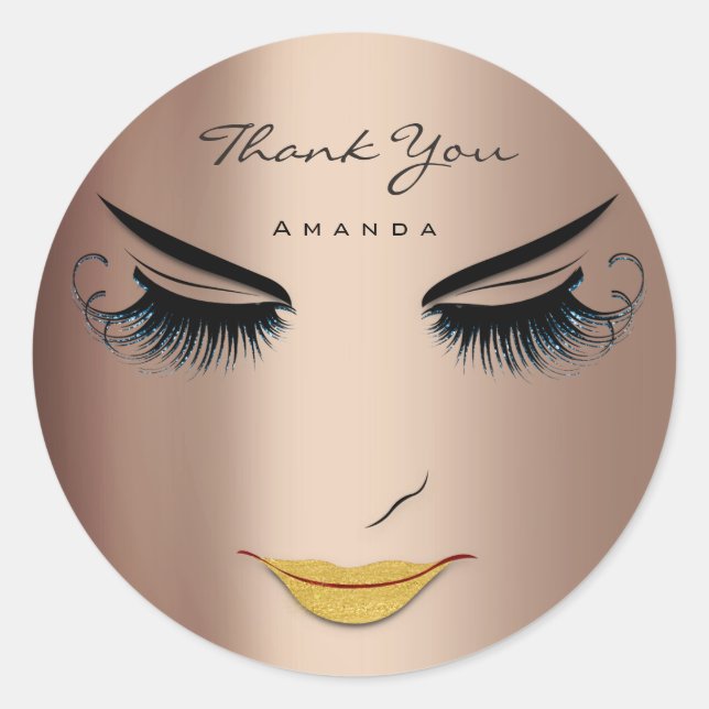 Thank You Name Eyelash Sweet 16th Rose Skinny Classic Round Sticker (Front)