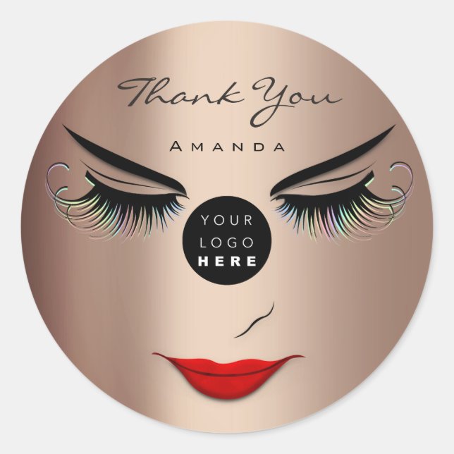 Thank You Name Eyelash Sweet 16th RoseLogo Qr Code Classic Round Sticker (Front)