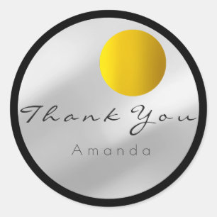 Thank You Name Grey Grey Silver Black Gold Classic Round Sticker