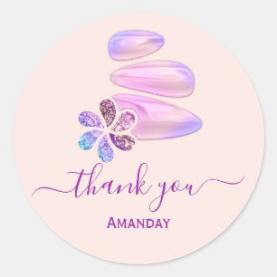 Thank You Name Holograph Stones SPA Wellness Classic Round Sticker