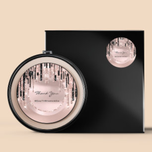 Thank You Name Makeup Artist Drips Rose Glitter Classic Round Sticker