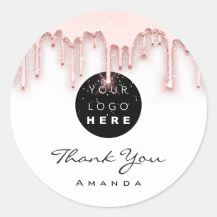 Thank You Name Makeup Artist White Rose. Logo Classic Round Sticker