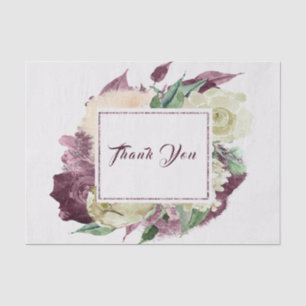 Thank You Name Roses Marsala Wreath Ivory Creamy Tissue Paper