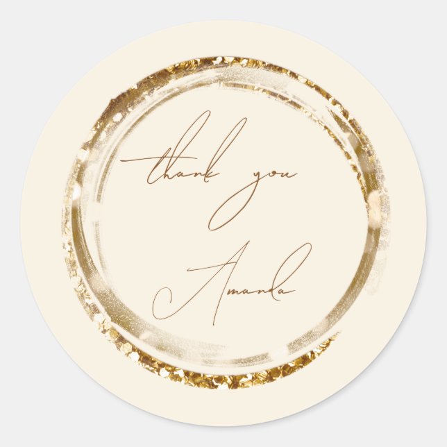 Thank You Name Seal Gold Caligraphy Brown Pastel (Front)