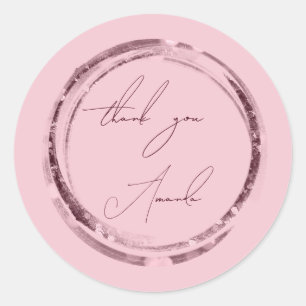 Thank You Name Seal Rose Burgundy Glitter Pink