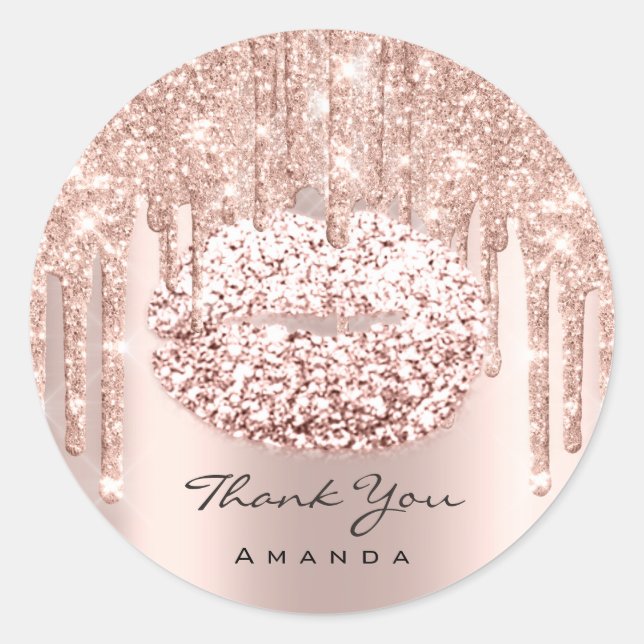 Thank You Name Sweet 16th Bridal Shower Rose Classic Round Sticker (Front)