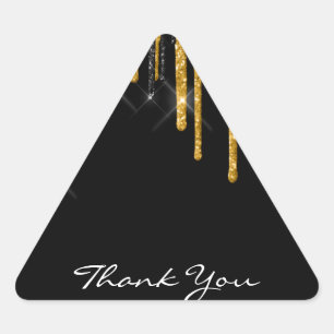 Thank You Name Wedding  Silver Grey  Gold Drips Triangle Sticker