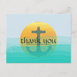 Thank You Nautical Anchor Blue Sky Moon Postcard