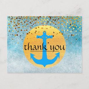 Thank You Nautical Anchor Confetti Glitter Moon Postcard