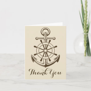 Thank you Nautical Anchor & Ship Wheel Tan Card