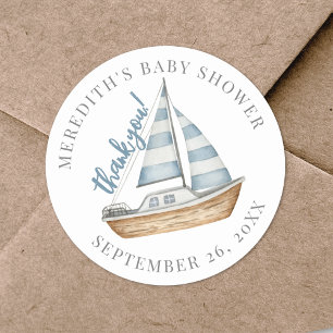 Thank You Nautical Baby Shower Classic Round Sticker