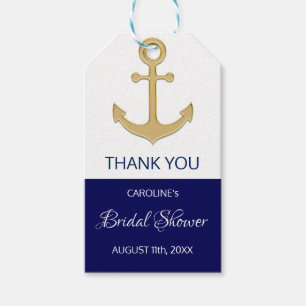 THANK YOU Nautical Navy Blue Anchor BRIDAL SHOWER Gift Tags
